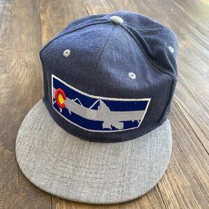 Colorado Mountain Logo Flat Bill Snapback Cap Hat OS ULURU Acrylic Wool